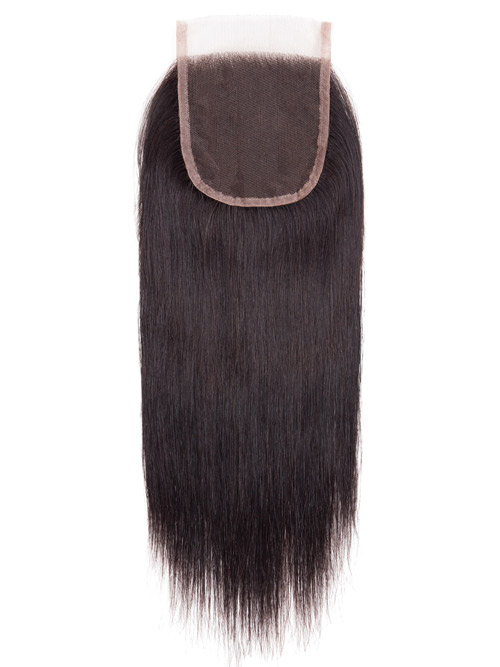Sahar Essential Virgin Remy Human Hair Top Lace Closure 4" x 4" (8A) - Straight #1B-Natural Black 8 inch
