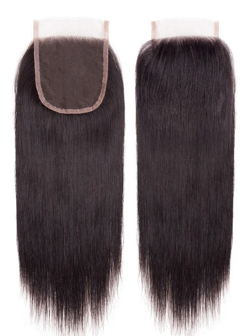 Sahar Essential Virgin Remy Human Hair Top Lace Closure 4" x 4" (8A) - Straight #1B-Natural Black 12 inch