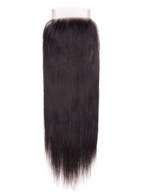 Sahar Essential Virgin Remy Human Hair Top Lace Closure 4" x 4" (8A) - Straight #1B-Natural Black 8 inch