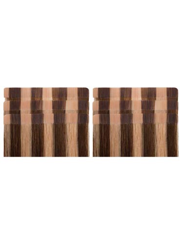 VL Tape In Hair Extensions - 20 pieces x 4cm #4/27-Chocolate Brown with Strawberry Blonde 18 inch