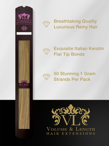 VLII Pre Bonded Flat Tip Remy Hair Extensions #10/22/613-Medium Ash Brown/Medium Blonde/Lightest Blonde Mix 18 inch