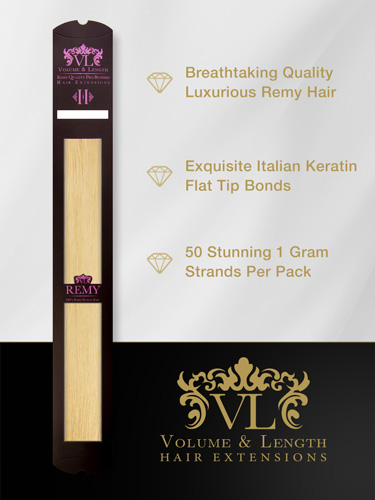 VLII Pre Bonded Flat Tip Remy Hair Extensions #613-Lightest Blonde 18 inch