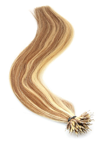 VL Pre Bonded Nano Tip Remy Hair Extensions #6/613-Medium Brown with Lightest Blonde Highlights 18 inch