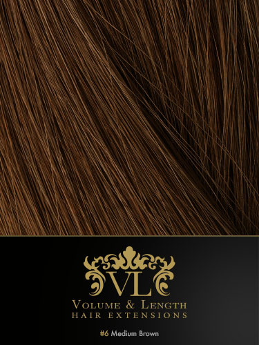 VLII Remy Weft Human Hair Extensions #6-Medium Brown 16 inch 100g