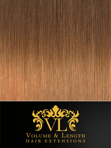 VL Remy Weft Human Hair Extensions #T7/14-Dip Dye Chestnut Brown to Caramel 22 inch 100g